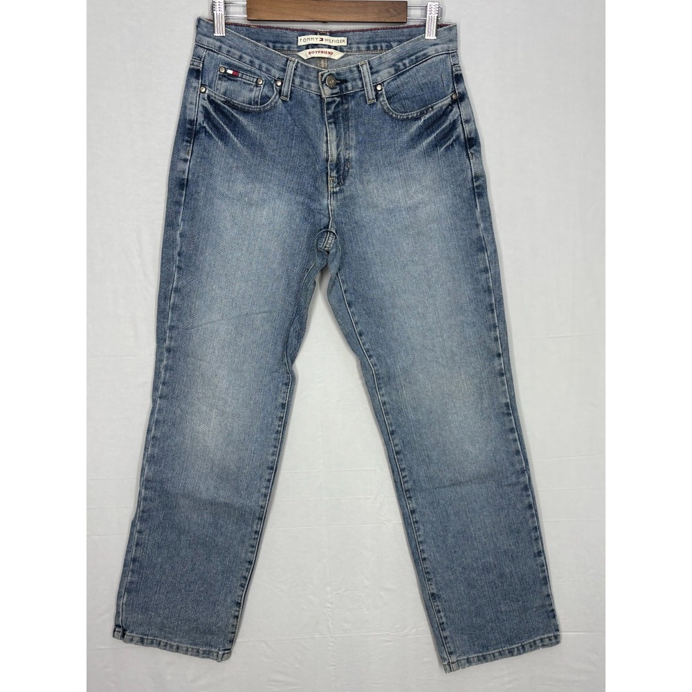 Tommy Hilfiger Boyfriend Jeans Womens Light Wash Blue Denim Relaxed Fit 4‎
